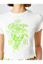 Crop T-Shirt Printed Short Sleeve Crew Neck Cotton - 5
