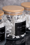 4-Piece Glass Bathroom Set Cotton Swabs Dental Floss Makeup Cotton Organizing Set Wooden Lid Storage Container - 2
