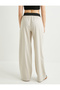 Wide Leg Trousers Elastic Waist Color Contrast Viscose Fabric Mixed - 4