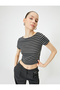 Crop T-Shirt Short Sleeve Boat Neck Lycra