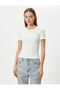 Basic T-shirt Slim Fit Ribbed Short Sleeve Crew Neck Cotton - 3