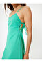 Linen Blend Strappy Midi Dress with Side Window Detail and Tie-Up Slim Fit - 5