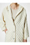 Hooded Quilted Raincoat with Pocket, Snap Button, Ribbed on the Ankle - 5
