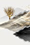Hari̇kabi̇rev | Gray-Black-Gold Soft Color Deer Set | Framed Glass Table 3 Pieces Vertical - 2