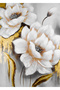 Hari̇kabi̇rev | White-Black-Gold Soft Color Abstract Flower Combination 01 | Framed Glass Table 3 Pieces Vertical - 3