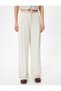 Linen Blended Viscose Trousers High Waist Loose Leg Pockets Pleat Detail - 3
