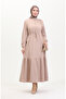 Twist Fabric Ribbed Half Button Dress 0526-04 Mink