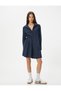 Long Sleeve Mini Shirt Dress - Pleat Detail - 3