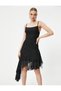 Polka Dot Tulle Mini Dress Thin Straps Asymmetrical Cut Lined