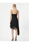 Polka Dot Tulle Mini Dress Thin Straps Asymmetrical Cut Lined - 4