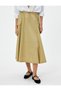 Midi Parachute Skirt with Elastic Waist Stopper Detail Cotton Poplin - 3