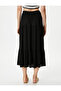 Midi Skirt with Flounce and Elastic Waist Viscose - 4