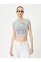 Crop T-Shirt Short Sleeve Crew Neck Cotton Slim Fit - 3