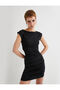 Mini Pencil Dress Draped Sleeveless Round Neck - 2