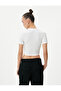 Crop T-Shirt Metal Accessory Detailed Short Sleeve Crew Neck - 4