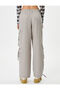 Cargo Pants with Pockets, Elastic Waist, Tie Detail on the Legs - 4
