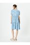 Balloon Sleeve Floral Dress Midi Length Comfortable Fit Crew Neck Textured - 4