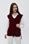 Women's V-Neck Belted Long Knitwear Sweater - 4