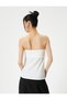 Strapless Tank Top Floor Detailed Crepe Scuba Fabric Slim Fit - 4