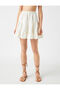 Ruffled Elastic Waist Skirt Linen Blend - 3