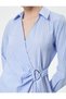 Midi Shirt Dress Long Sleeve Wrap Style with Metal Accessories Standard Fit - 5