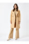 Long Cuff Coat Buttoned Double Breasted Slit Belted - 2