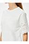 Cotton Short Sleeve Scallop Detailed Crew Neck T-Shirt - 5
