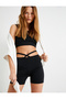 Cross Rope Detailed Biker Leggings High Waist