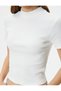 Turtleneck Crop T-Shirt Slim Fit Short Sleeve Camisole Cotton - 5