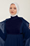 Women's Hijab Neck Collar Turtleneck Zero Sleeve Neck Collar Undershirt with Open Sides Elastic Navy Blue - 3