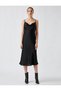 Degaje Collar Thin Strap Satin Midi Dress - 3