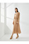 Pleated Midi Skirt with Glitter and Elastic Waist