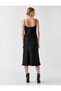 Degaje Collar Thin Strap Satin Midi Dress - 4