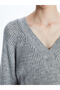 V-Neck Textured Women's Knitwear Sweater (W4) - 3