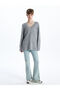 V-Neck Textured Women's Knitwear Sweater (W4) - 2