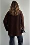 Women's Crew Neck Oversize Brown Knitwear Sweater - 5