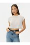 Short Sleeve Slim Fit Crew Neck Semi-Transparent Crop T-Shirt - 3
