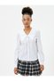 Wide Baby Collar Shirt with Tie Detail Long Sleeve Cotton - 3