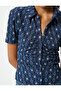 Draped Textured Shirt Patterned Slim Fit Short Sleeve - 5
