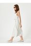 Midi Skirt with Tie Waist and Linen Blend