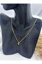 Steel Gold Color Letter Necklace Letter S - 2