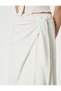 Midi Skirt with Tie Waist and Linen Blend - 5