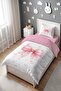 Pink Floral Star Bow Patterned Single Baby Kids Duvet Cover Set - 3
