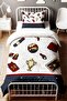 Navy Blue Star Basketball Player Patterned Single Baby Kids Duvet Cover Set - 2