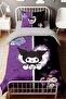 Purple Black Sweet Kuromiler Patterned Single Baby Kids Duvet Cover Set - 2