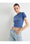 Crop T-Shirt Pale Effect Short Sleeve Crew Neck Slim Fit Cotton