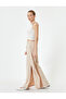Wide Leg Trousers with Cap, Tie Detail, Elastic Waist - 2
