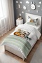 Single Baby Kids Duvet Cover Set with Green Rainbow and Cute Animals Pattern - 3
