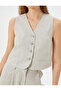 Linen Slim Fit Vest - Striped, Fleto Pocket Detail, V-Neck - 5