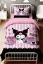 Lilac Striped Party Kuromi Patterned Single Baby Kids Duvet Cover Set - 2